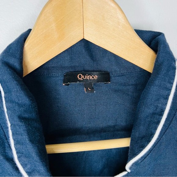 Quince 100% linen blue pajama set size large - Picture 6 of 9